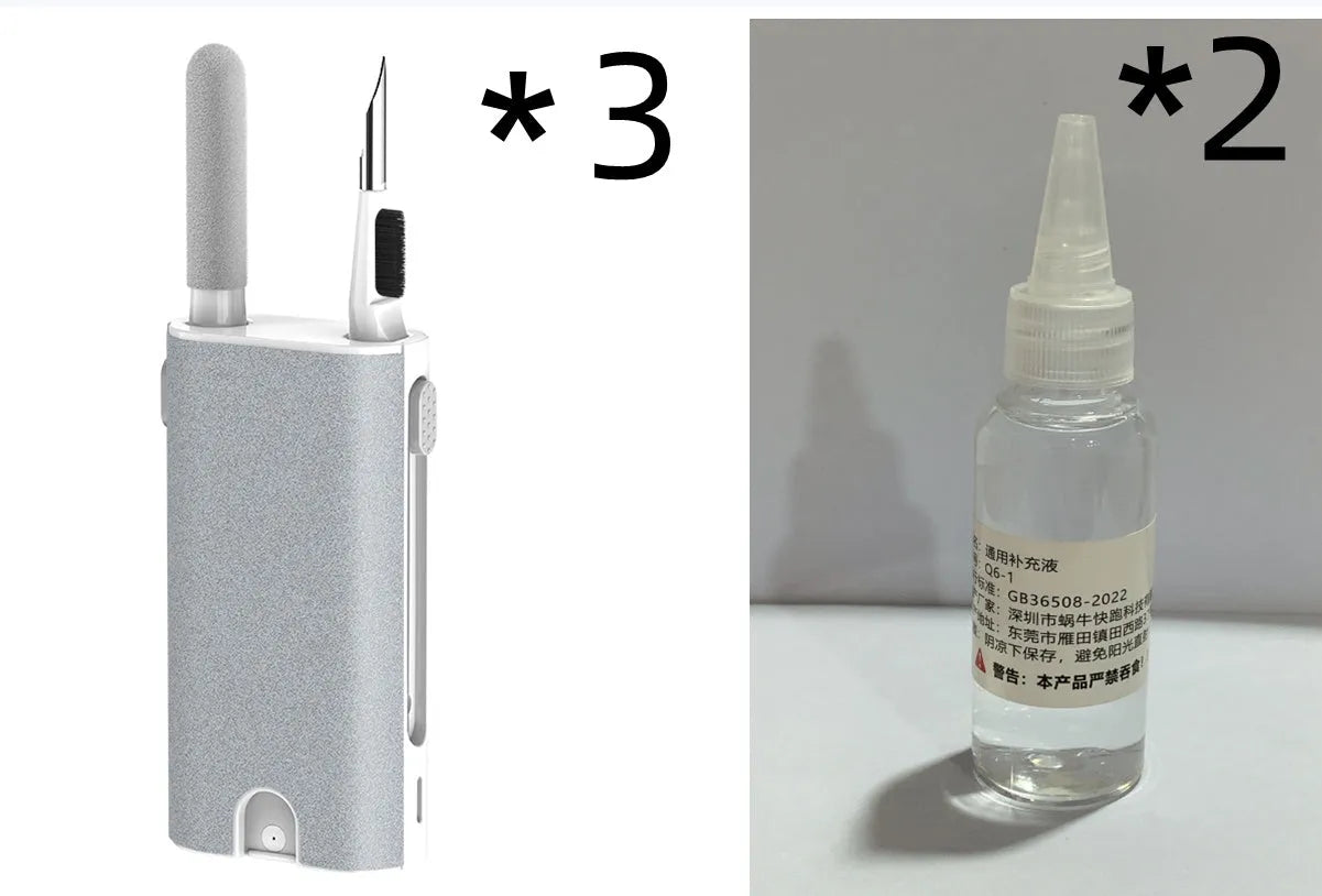 5-in-1 electronics cleaning pen with flocking sponge, brush and metal tip for phones and earphones