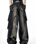 Original Niche deconstruction worn cotton jeans with zipper front in a youthful style