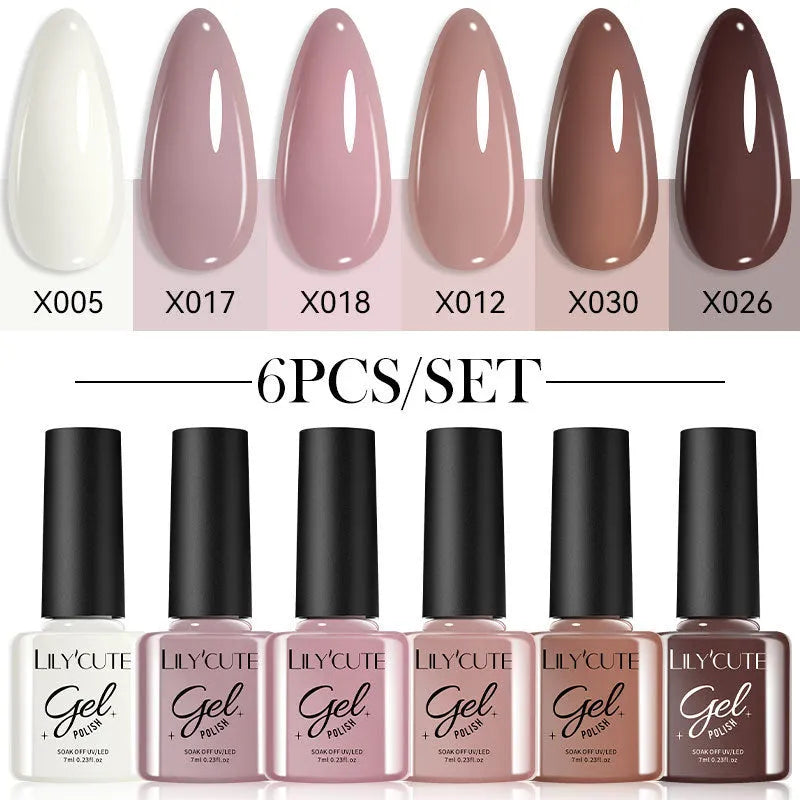 Set of 20 bottles of UV gel nail polish in solid glitter, sequin, and nude colours