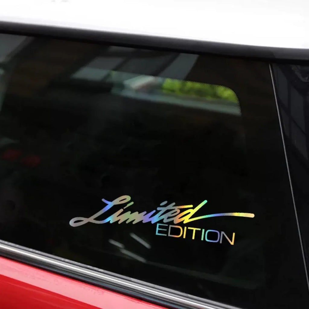Black laser reflective car sticker with text style graphics on PET material