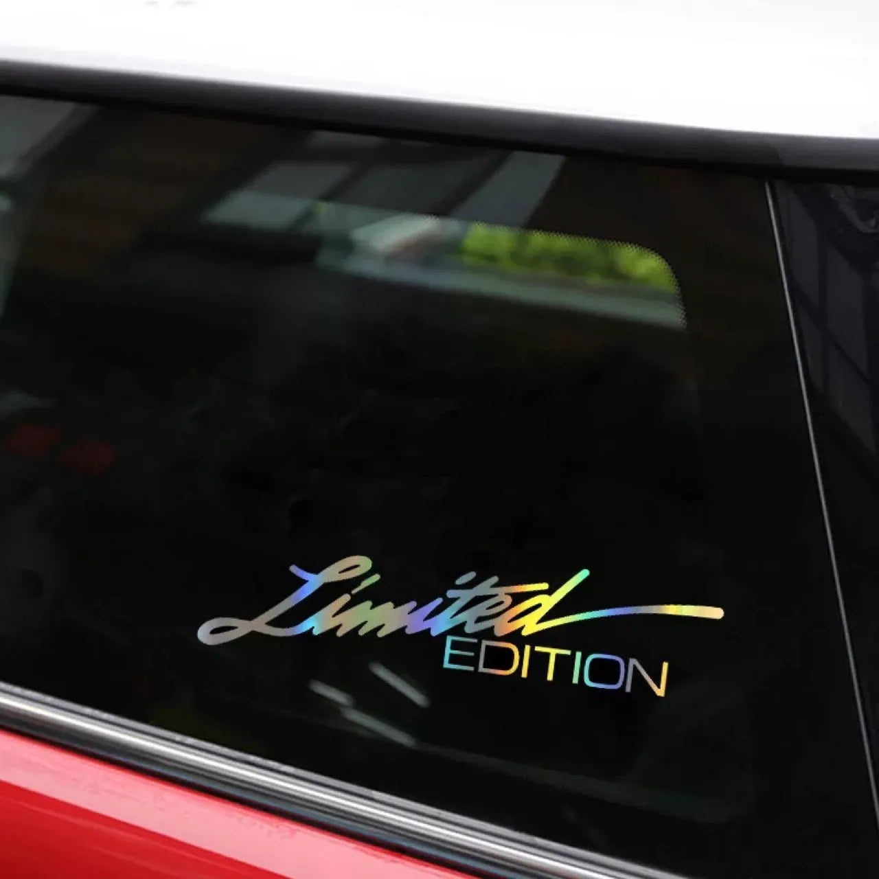 Black laser reflective car sticker with text style graphics on PET material