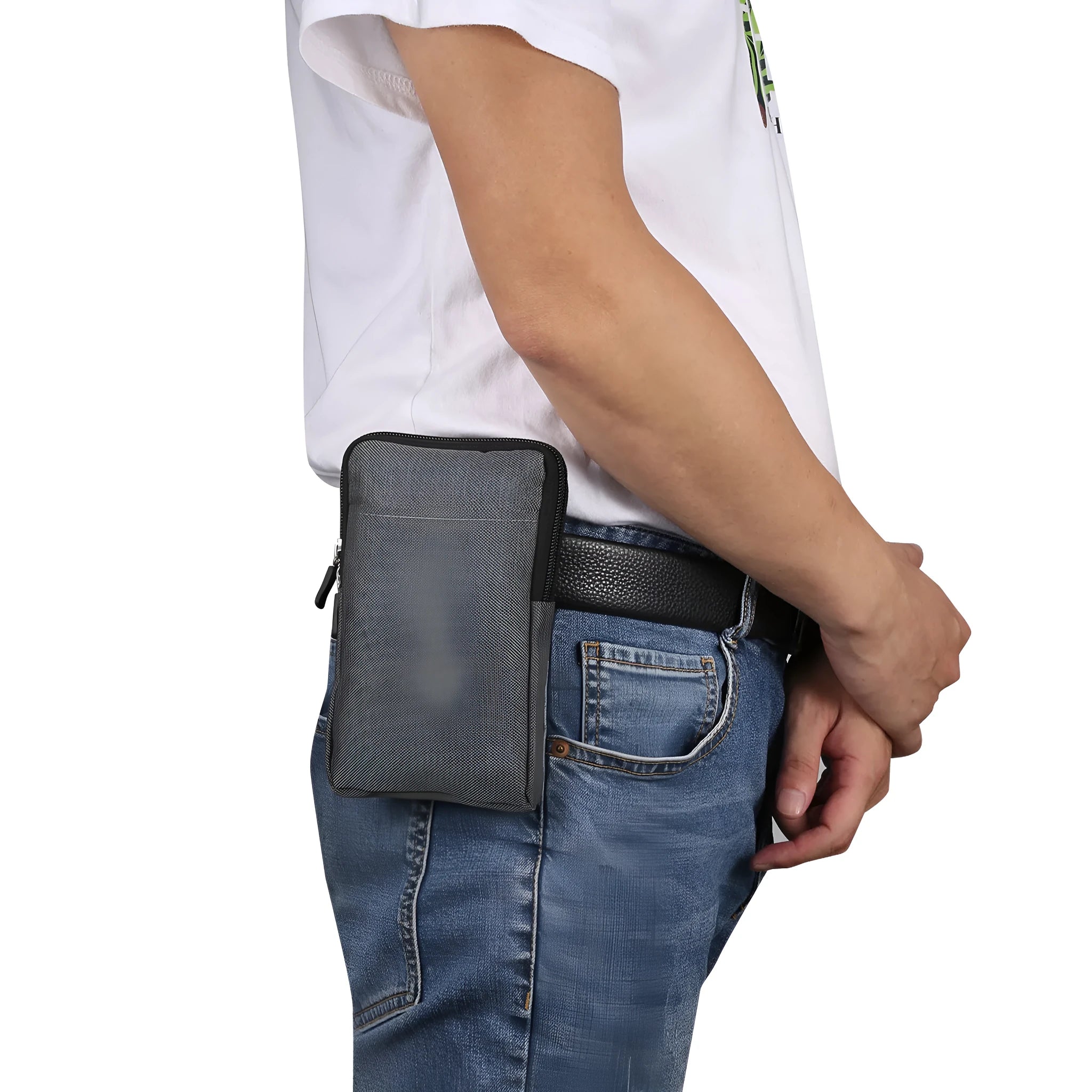 Solid colour waterproof neoprene cross body waist bag shown in available colours: black, rose red, sky blue, dark grey, milky white, orange.