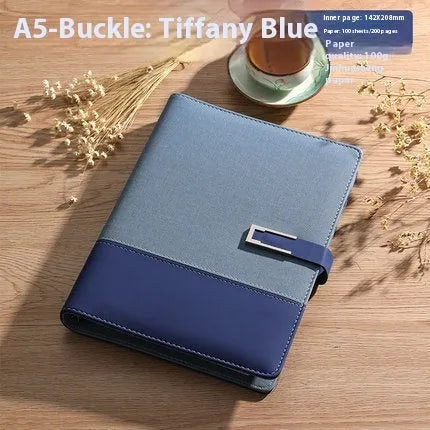 A5 notebook with pu leather cover in multiple colour options including brown, black, green, blue, and red.