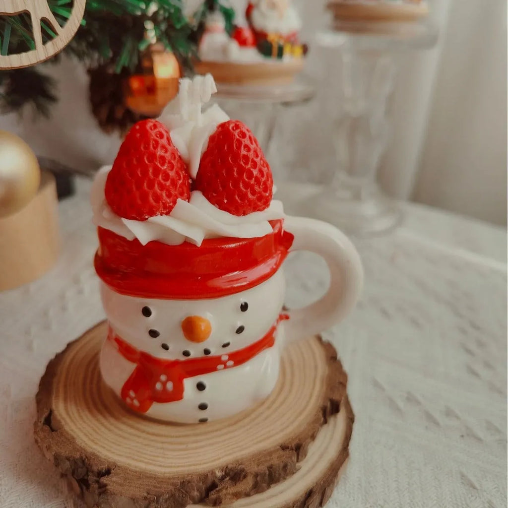 Santa Claus ceramic cup soy wax candle in creative gift box with snowflake design