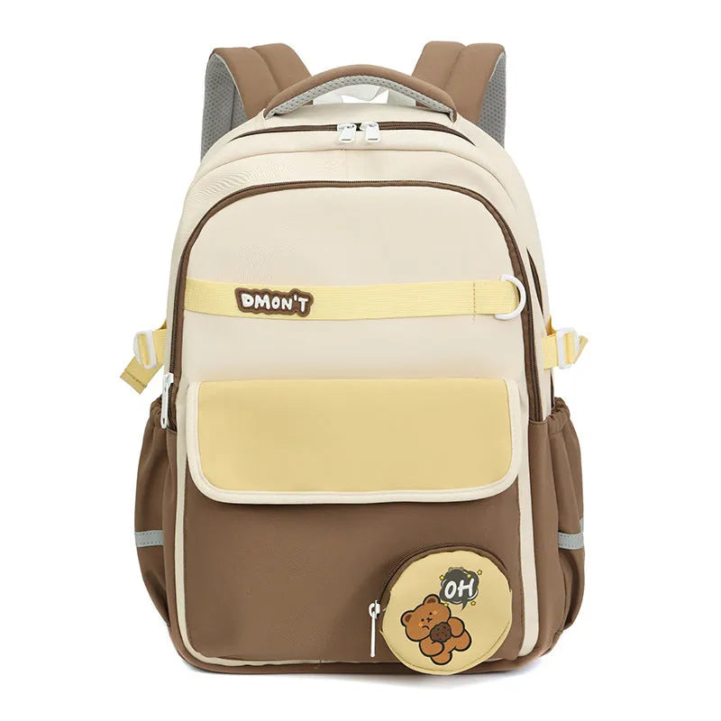 High school campus large capacity commuter backpack Oxford cloth curved shoulder straps 36-55L unisex black colour