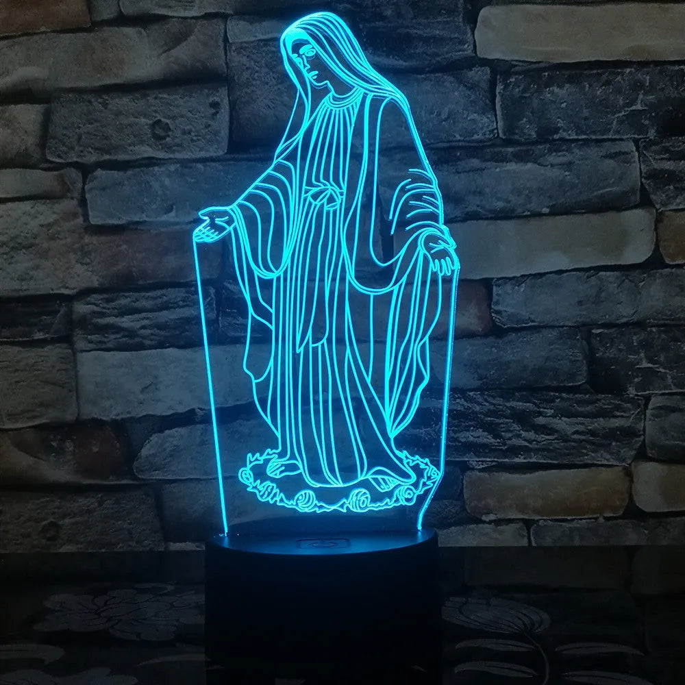 3D LED night light with laser-engraved acrylic plate showing dual ring pattern, ABS base with touch controls