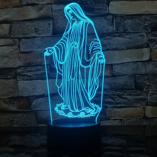 3D LED night light with laser-engraved acrylic plate showing dual ring pattern, ABS base with touch controls