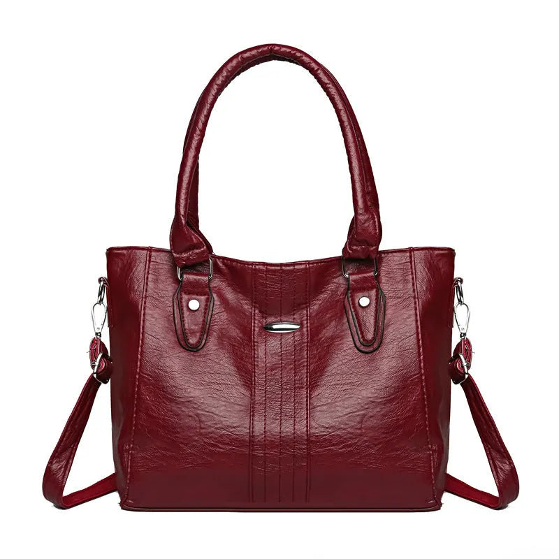 Soft PU casual shoulder bag for women in black, simple fashion design