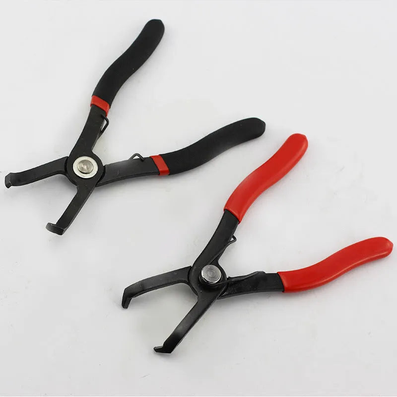 Red round nail removal pliers with PVC handles showing 0-26mm adjustable opening for interior door panel work