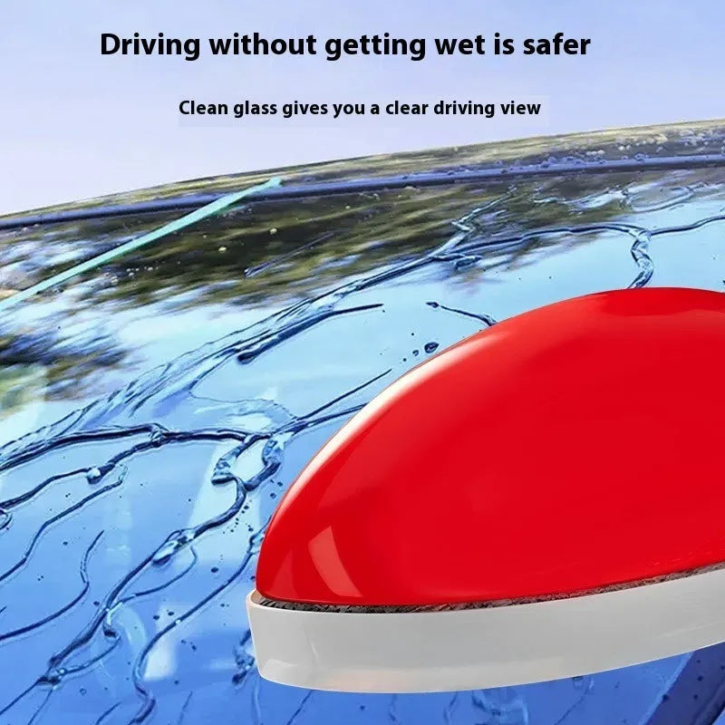 Car Glass Bright Mouse oil film remover with black applicator and polish cloth on glass surface