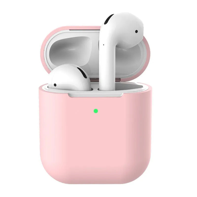 Silicone clamshell protective case for Apple AirPods 2 in multiple colour options.