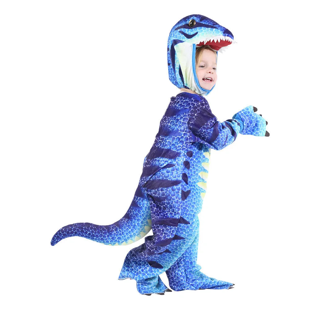 Children's dark green and orange Triceratops dinosaur fancy dress Halloween costume.