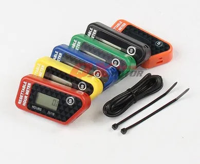 Black waterproof LCD electronic timer device for vehicle and generator maintenance reminders.