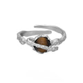 Women's Saturn design adjustable open ring in white gold colour silver