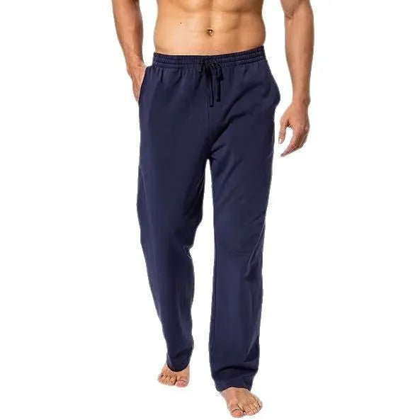Men's loose casual trousers in black polyester fabric for sports and leisure wear