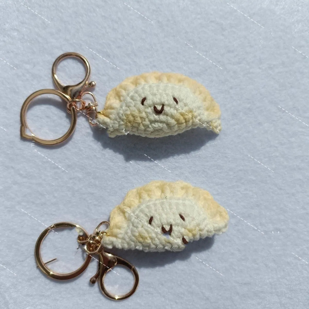 Handmade crochet dumpling pendant with keychain in plush material for Chinese New Year