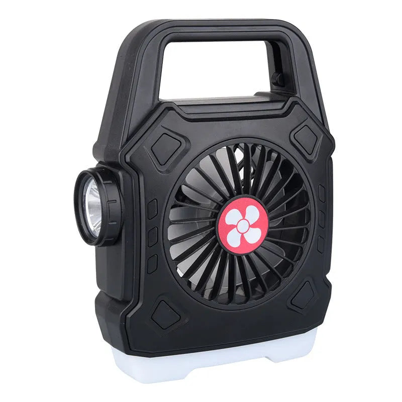 Multi-function fan light hand lamp with fast charging in black, blue, and red colour options