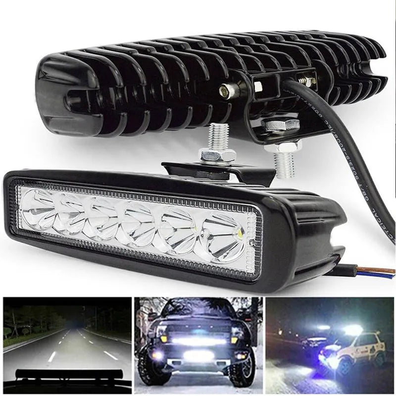 Black die-cast aluminium car auxiliary LED light with a polycarbonate lens