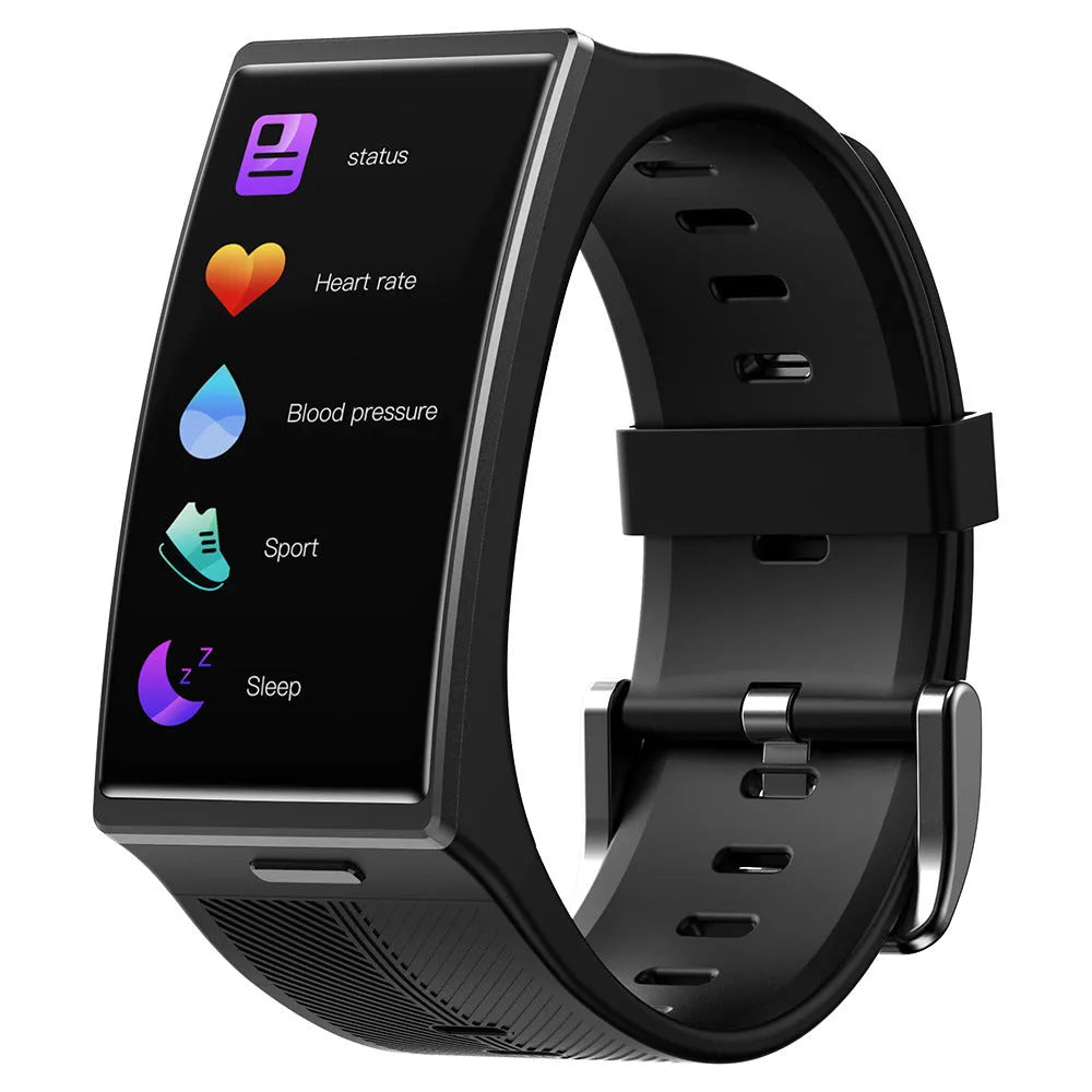 Black Bluetooth waterproof sports watch with 1.91-inch screen on silicone wrist strap