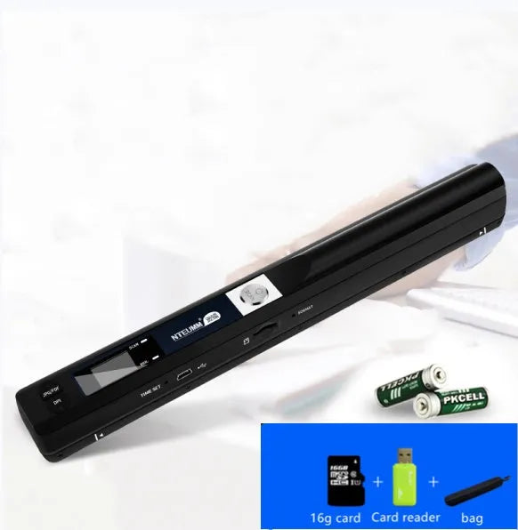 Small portable A4 document scanner with USB cable, 900DPI CIS scanning, compact size 255x33x25mm