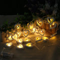 Wooden love lantern string lights in warm white, 1.5m and 3m lengths, battery box or USB powered