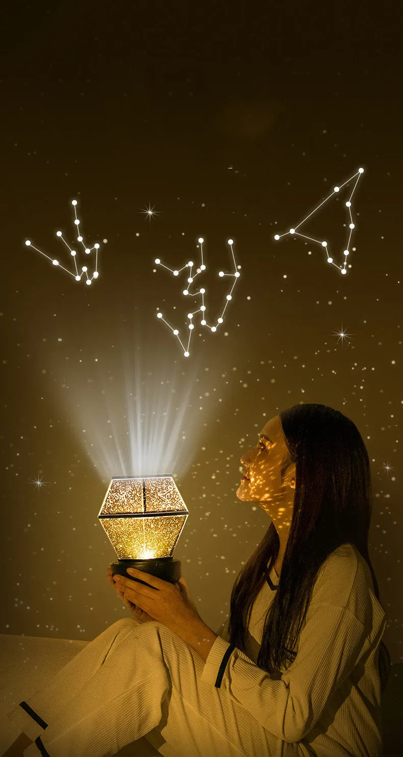 Children's rotating star night light projecting 3 colour changing dreamlike starlight.