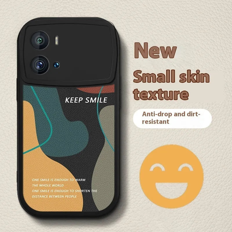 Simple silicone back cover case for VIVO iQOO phones with animal and smile face painting design, black or white options