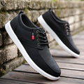 Men's lace-up canvas shoes casual walking flats flat heel black blue grey sizes 39-44