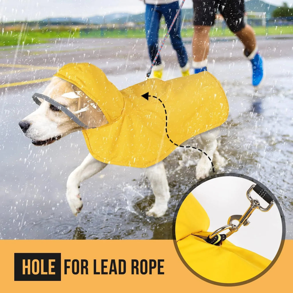 Dog raincoat waterproof soft breathable hooded jacket with transparent cap for small and large dogs