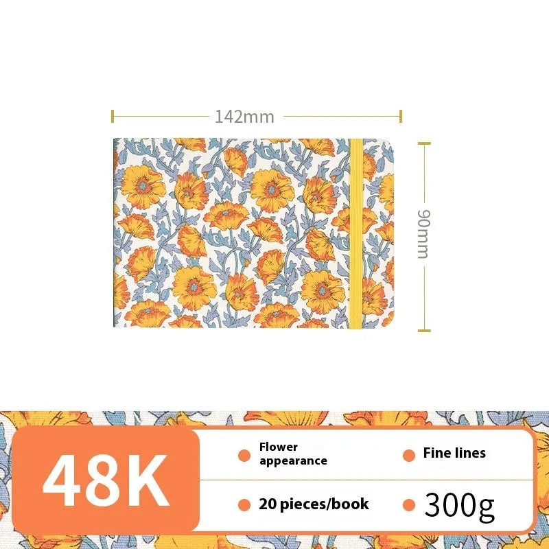 Feiluniao handmade fabric watercolour sketchbook with decorative cover, 185mm long.