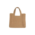 Woven straw tote bag with double shoulder straps in a horizontal square shape, shown in a neutral colour.