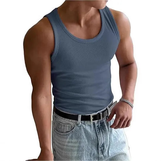 Men's tight-fit black polyester sports t-shirt on a hanger