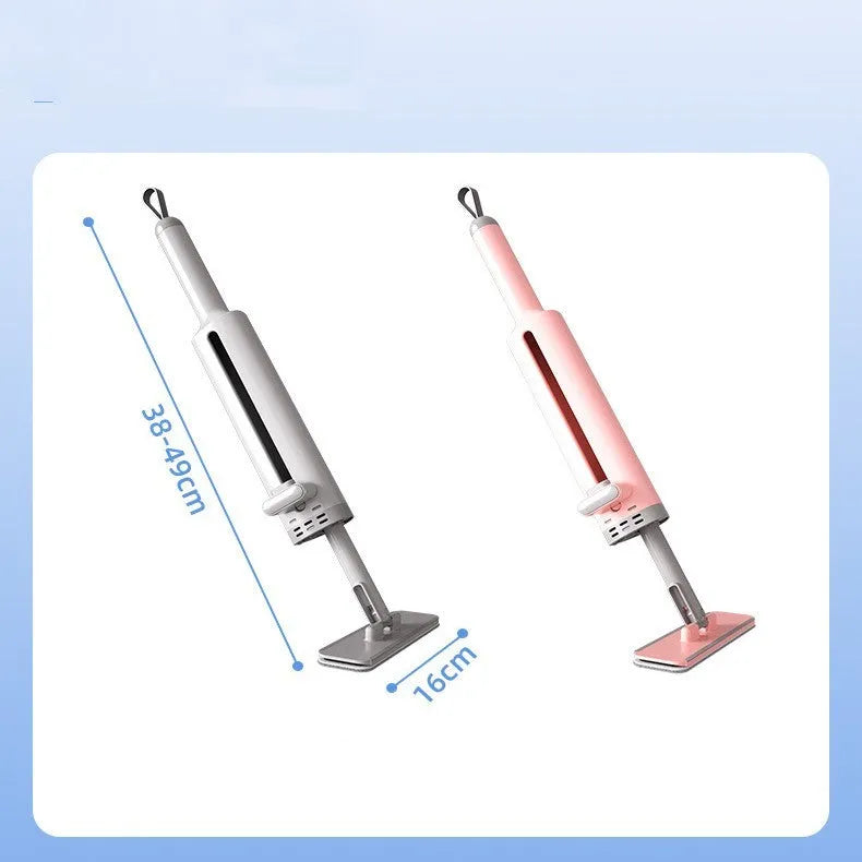 Rotatable self-squeeze mini flat mop with crevice brush and microfiber pads for floor cleaning
