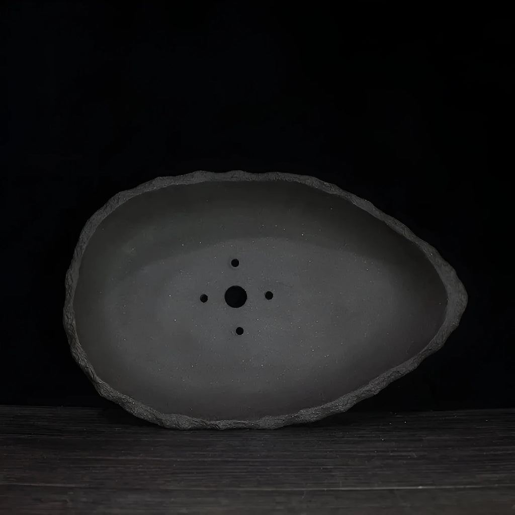 Handmade purple clay flower pot for indoor floor-standing plants with underglaze hole drainage