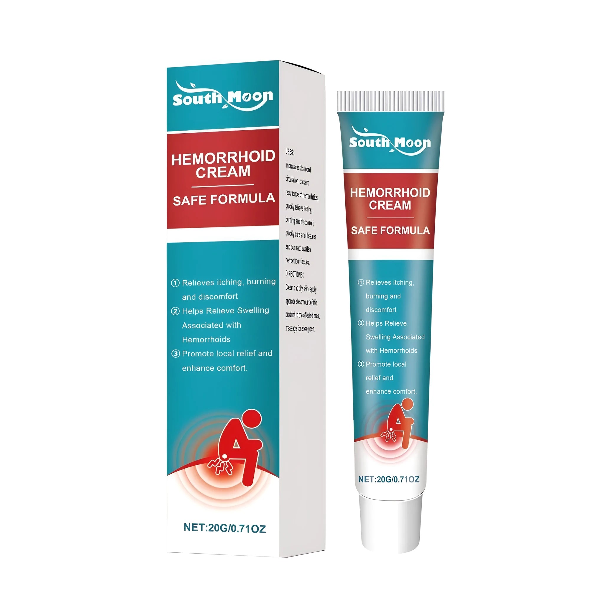 20g hemorrhoid cream tube with peppermint and tea tree oil herbal formula for external soothing relief