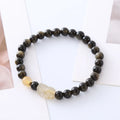 Handmade natural obsidian Pi Xiu bracelet with ethnic zodiac design in gold or red colours
