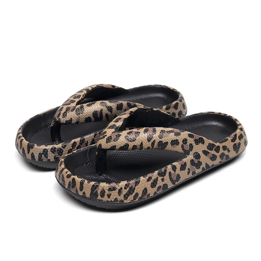 EVA thick-soled summer flip-flops with herringbone toe holder in multiple colours
