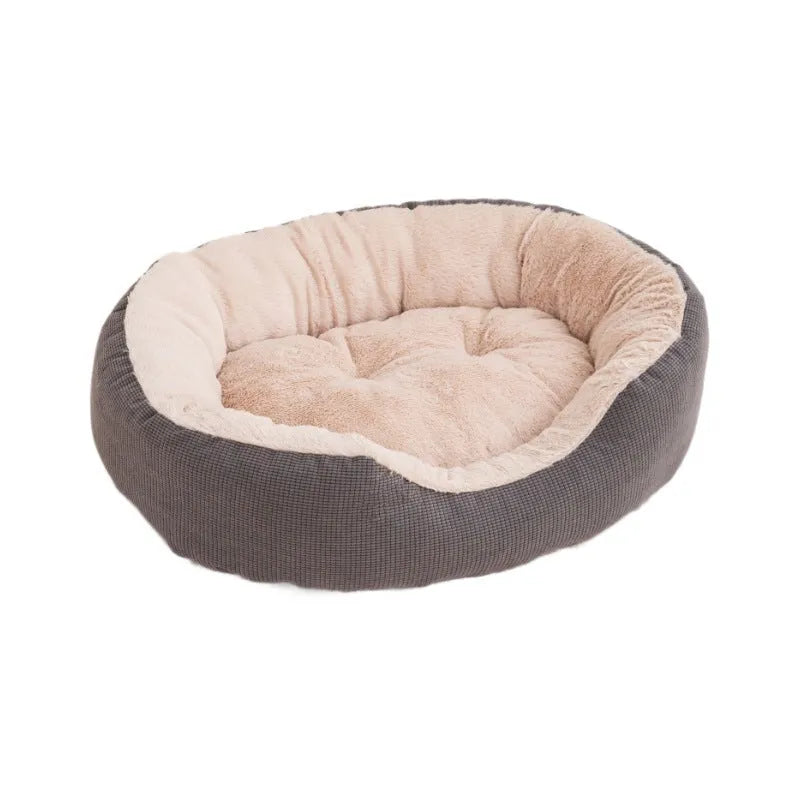 Winter fleece-lined cat nest in gray, khaki, or bright yellow, sizes S to XL, removable washable pet bed