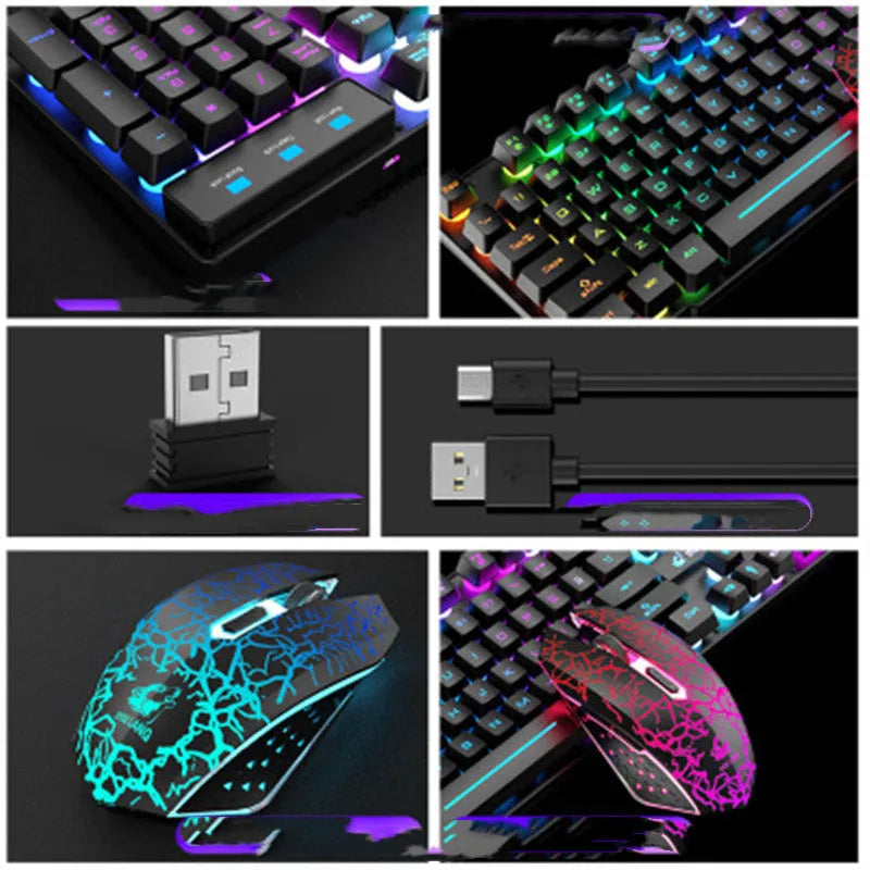 T3 wireless keyboard and mouse set with backlit keys on a desk