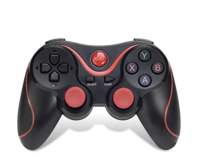 Upgraded X3 Bluetooth wireless game controller for Android phones in black or white, shown with phone clip attached.