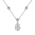 925 silver drop-shaped necklace with electroplated platinum white diamond finish on display