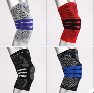 Sports running fitness protection knee pad brace strap in black nylon with size options S to XL