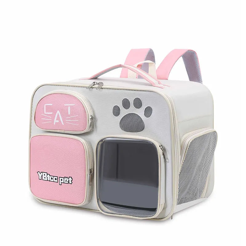 Portable cat and dog outdoor one shoulder messenger bag in nylon, cartoon pattern, multiple colours