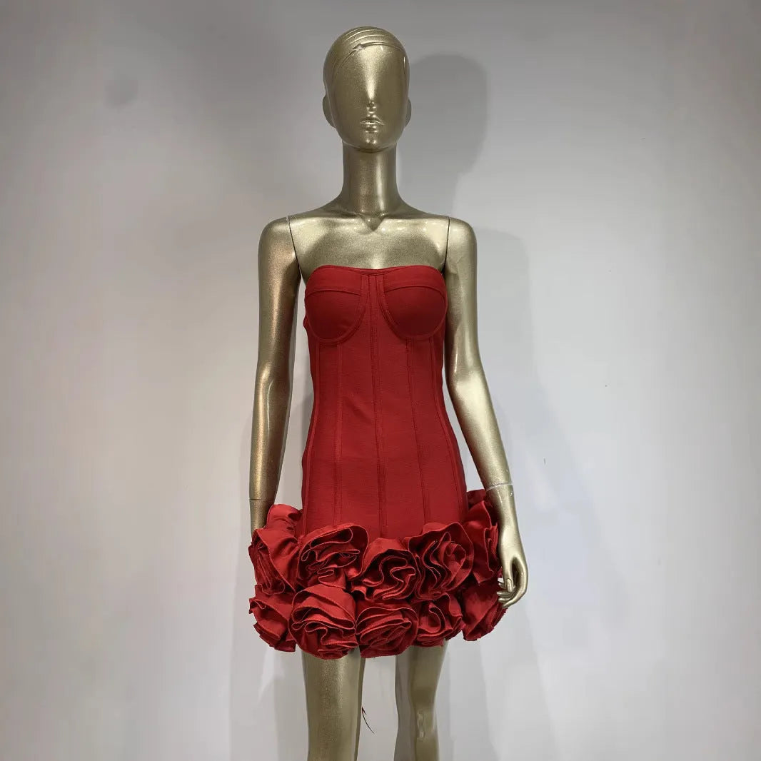 Women's urban style mid-waist polyester dress in red, white, or black colours