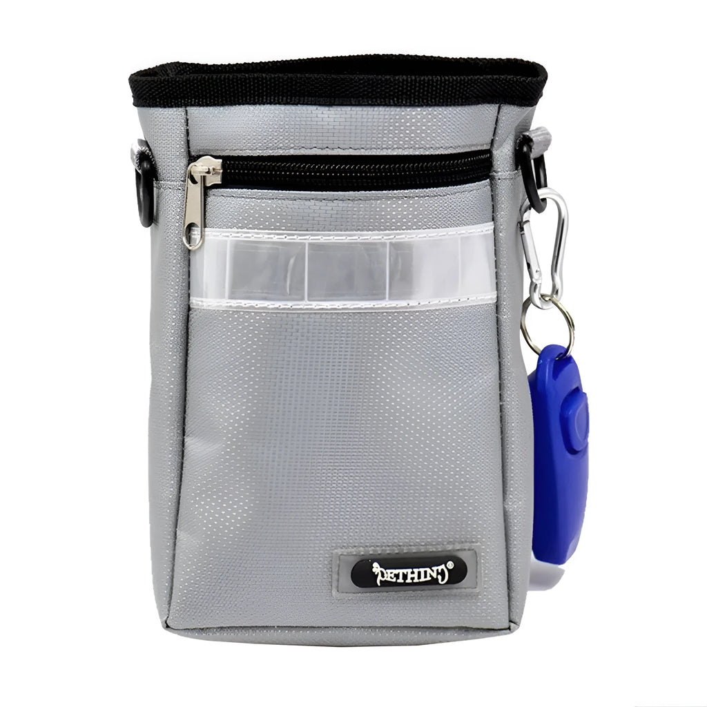Black dog training belt bag made from Oxford cloth and polyester with adjustable belt