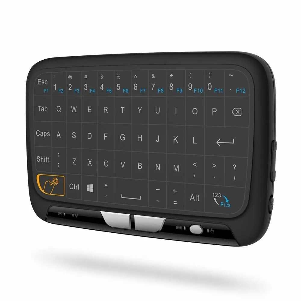 Mini H18 wireless keyboard with touchpad and 2.4GHz USB dongle in black