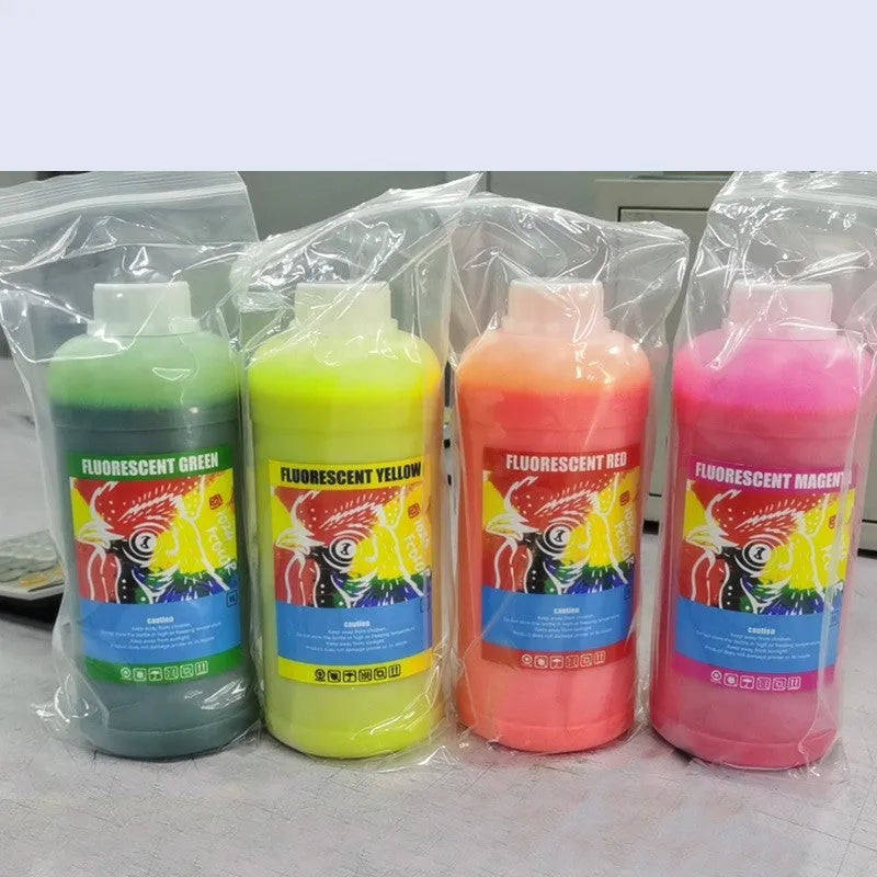 Fluorescent ink cartridge for PET film sublimation and offset hot paint printing