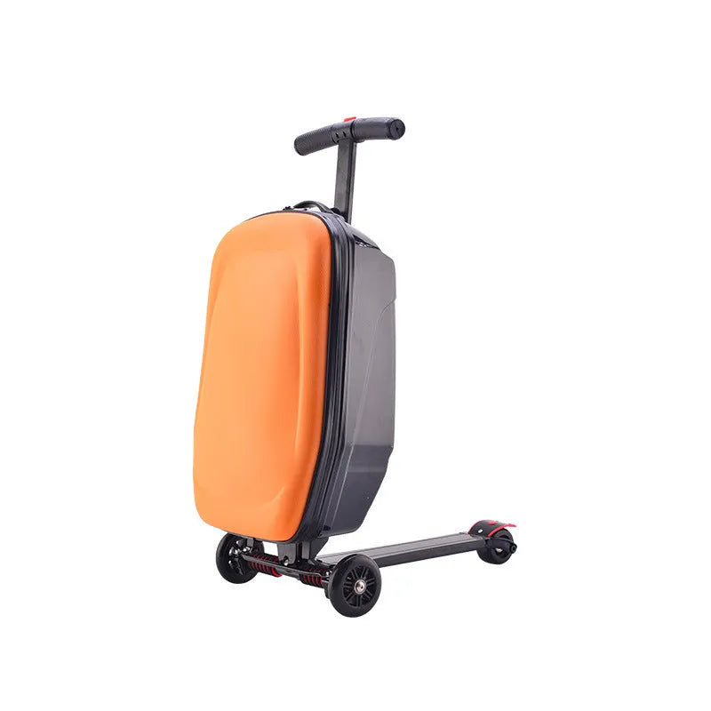 20-inch PC zippered travelling box with soft handle and one-way wheel in peach skin velvet, green colour