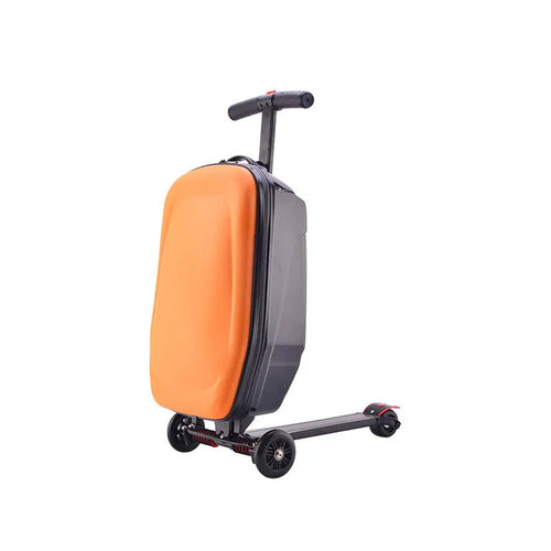 20-inch PC zippered travelling box with soft handle and one-way wheel in peach skin velvet, green colour