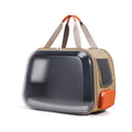 Pet carrier bag in solid colour with handle, large interior space, and breathable PU PET material – beige option shown